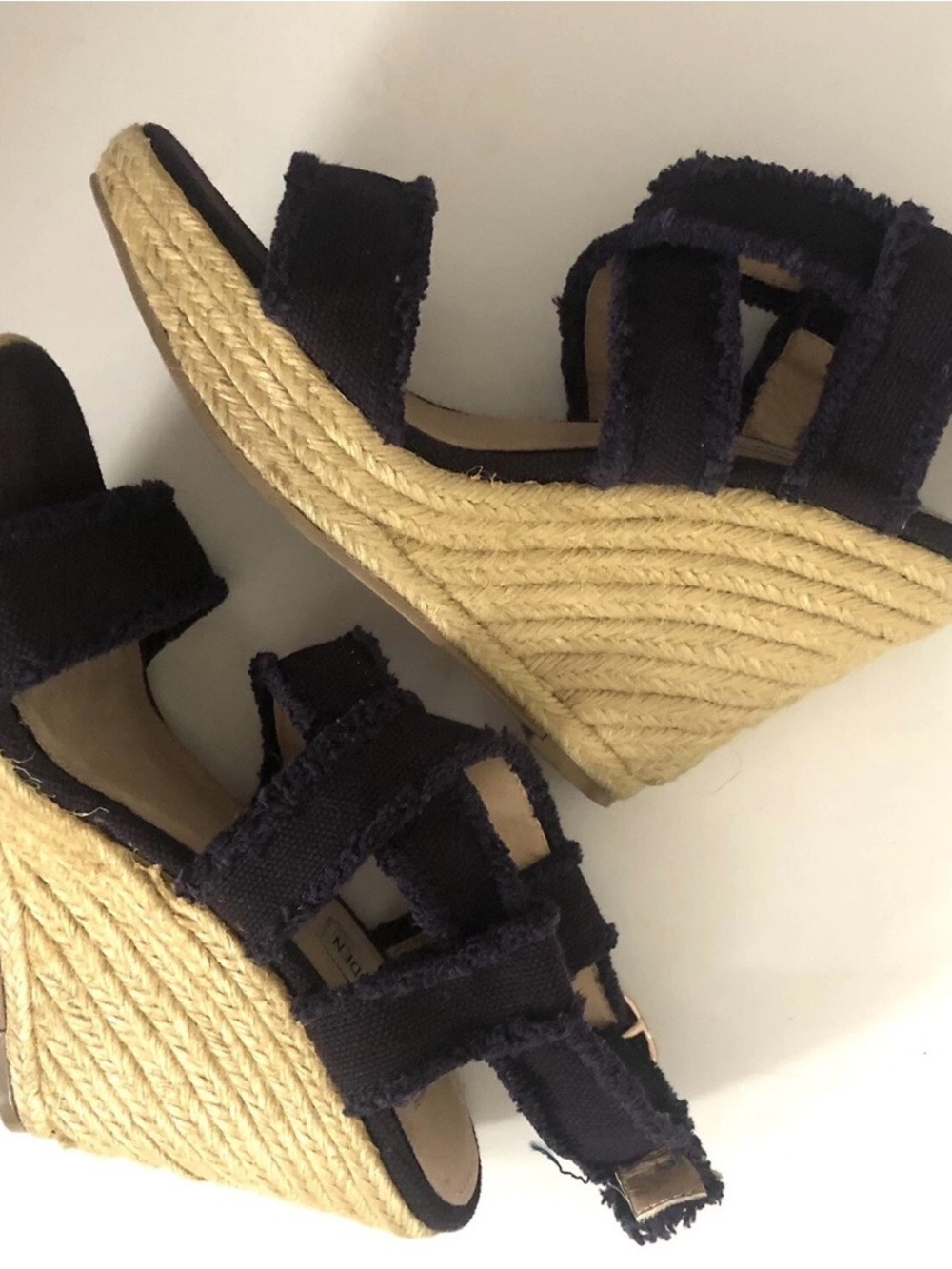 Steve Madden Fraid Black Espadrille Wedge Sandals Sz 10